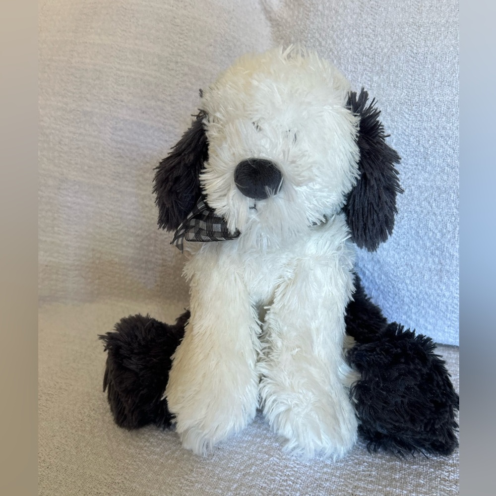 Plush Sheepdog Yodel Toy - Black and White